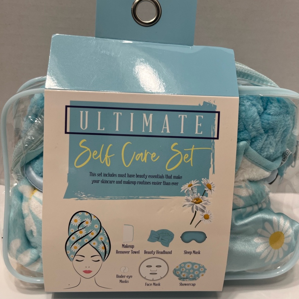 Ultimate Self Care Set Gift Bag Mask, Shower Cap, Hair, makeup remover